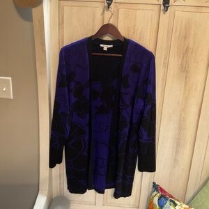 Chico’s Purple & Black Floral Cardigan – Size 2 for $25